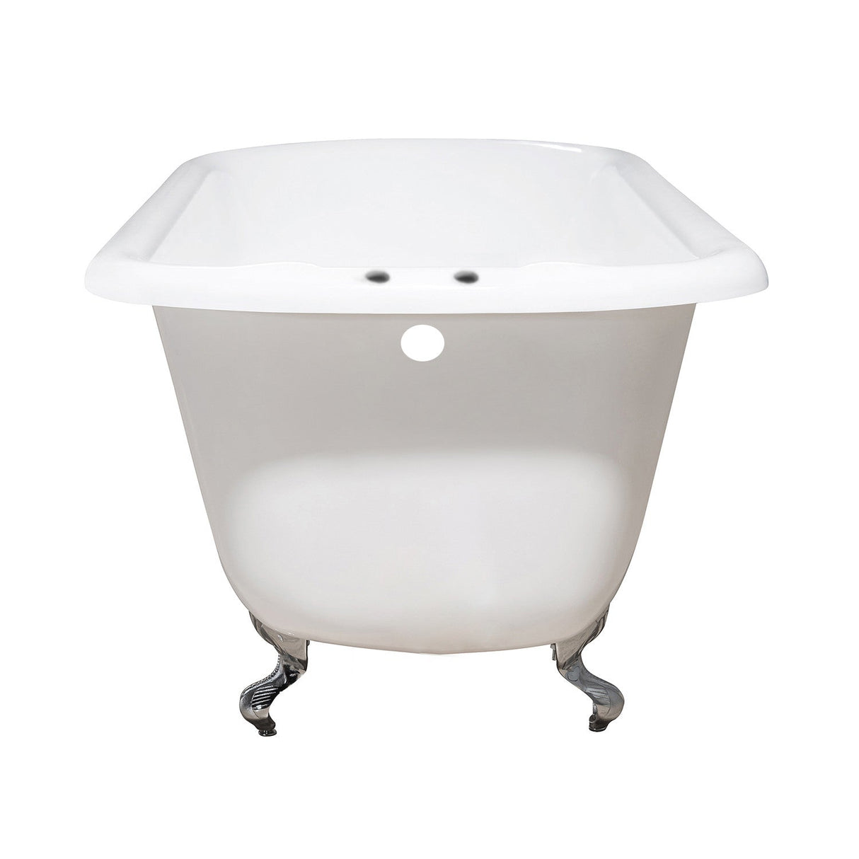 Aqua Eden VCT7D543019W1 54-Inch Cast Iron Roll Top Clawfoot Tub with 7-Inch Faucet Drillings, White/Polished Chrome