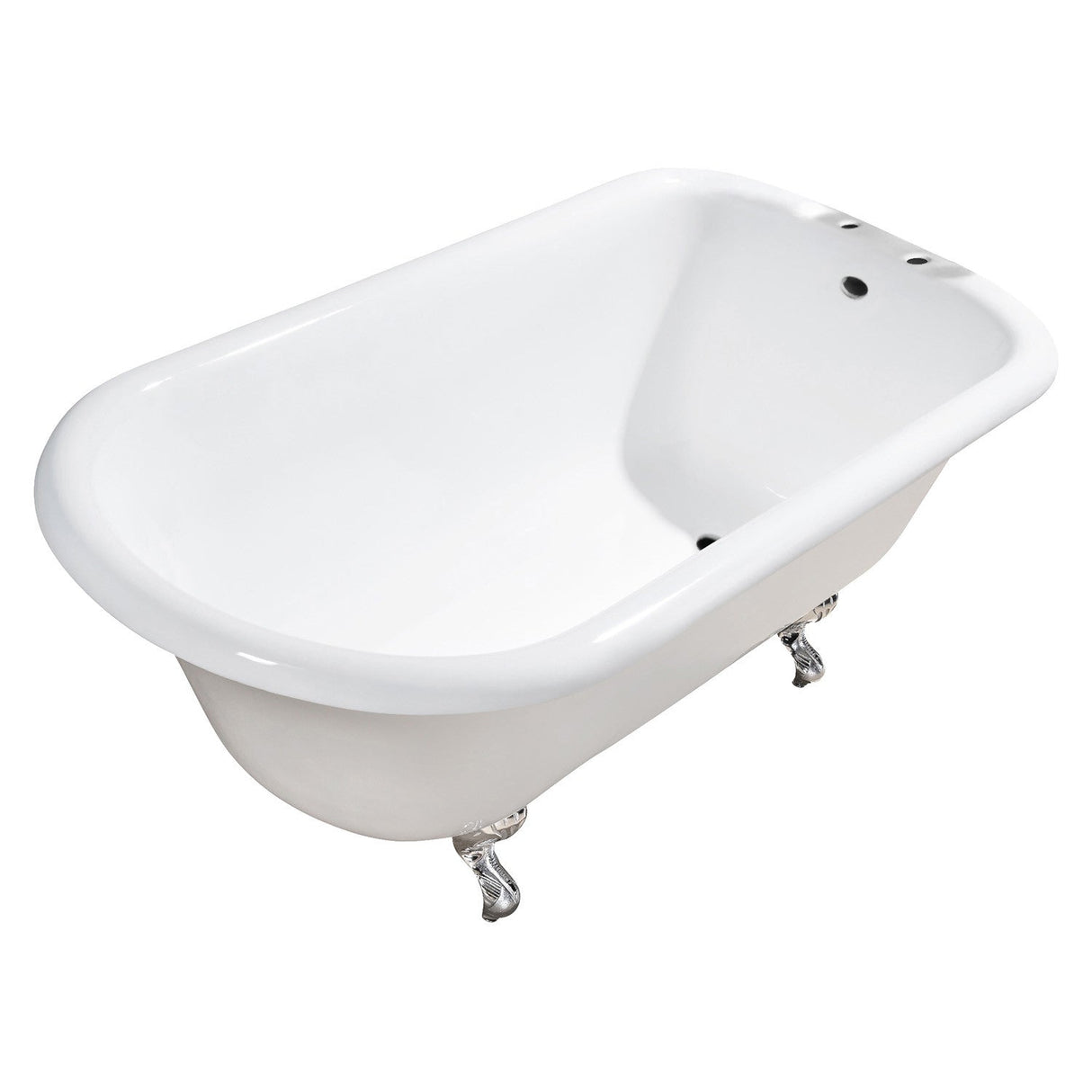 Aqua Eden VCT7D543019W1 54-Inch Cast Iron Roll Top Clawfoot Tub with 7-Inch Faucet Drillings, White/Polished Chrome