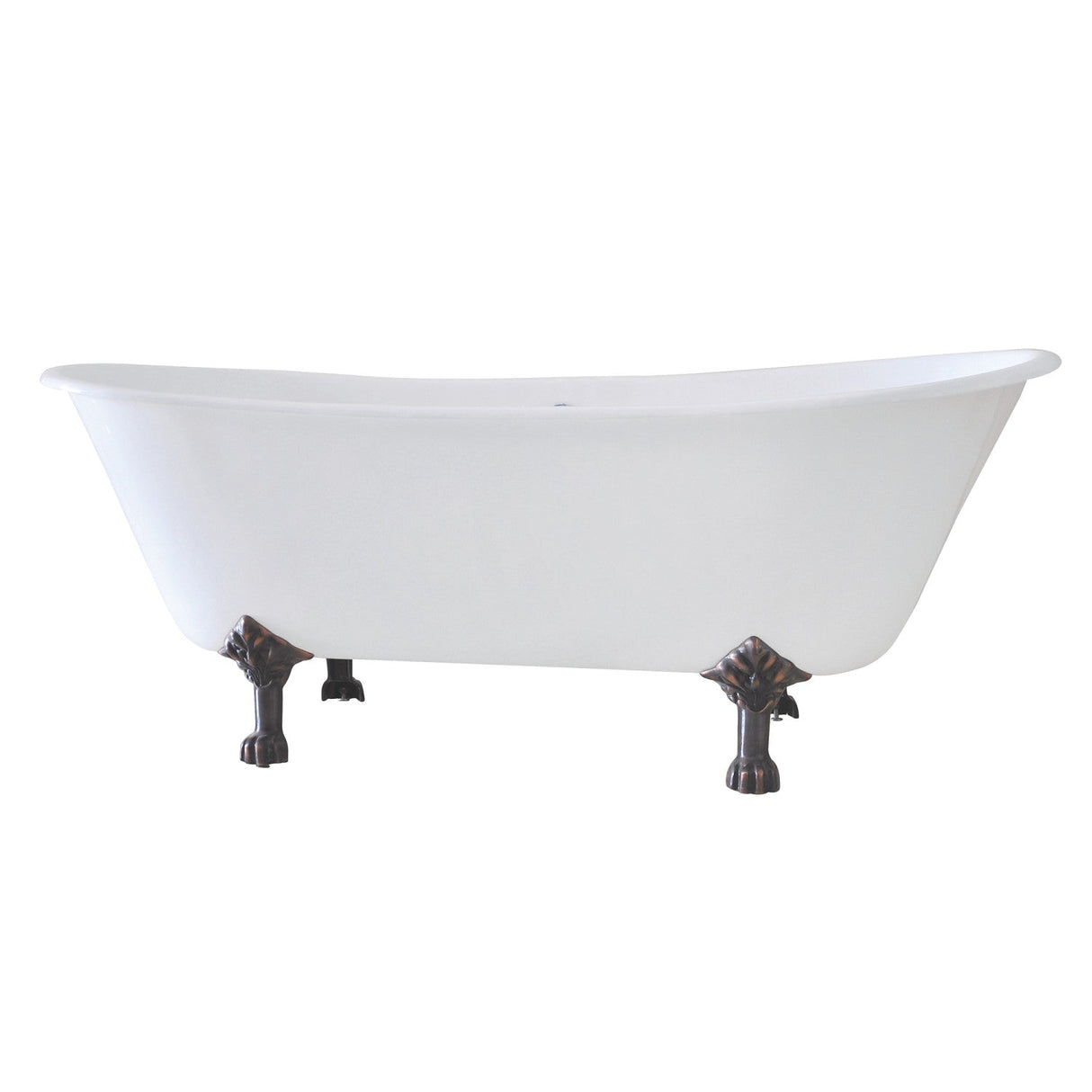 Aqua Eden VCT7D6728NH5 67-Inch Cast Iron Double Slipper Clawfoot Tub with 7-Inch Faucet Drillings, White/Oil Rubbed Bronze