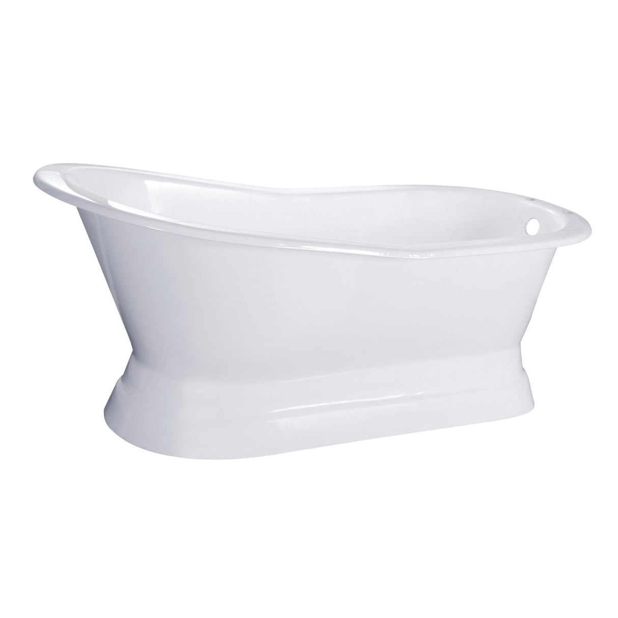 Aqua Eden VCT7D673128 67-Inch Cast Iron Single Slipper Pedestal Tub with 7-Inch Faucet Drillings, White