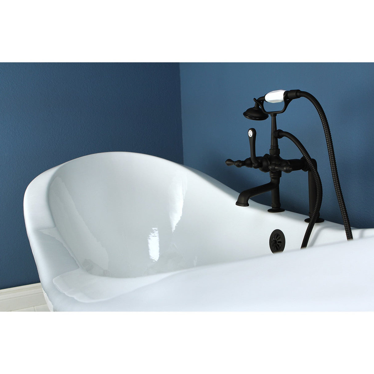 Aqua Eden VCT7D7231NC5 72-Inch Cast Iron Double Slipper Clawfoot Tub with 7-Inch Faucet Drillings, White/Oil Rubbed Bronze
