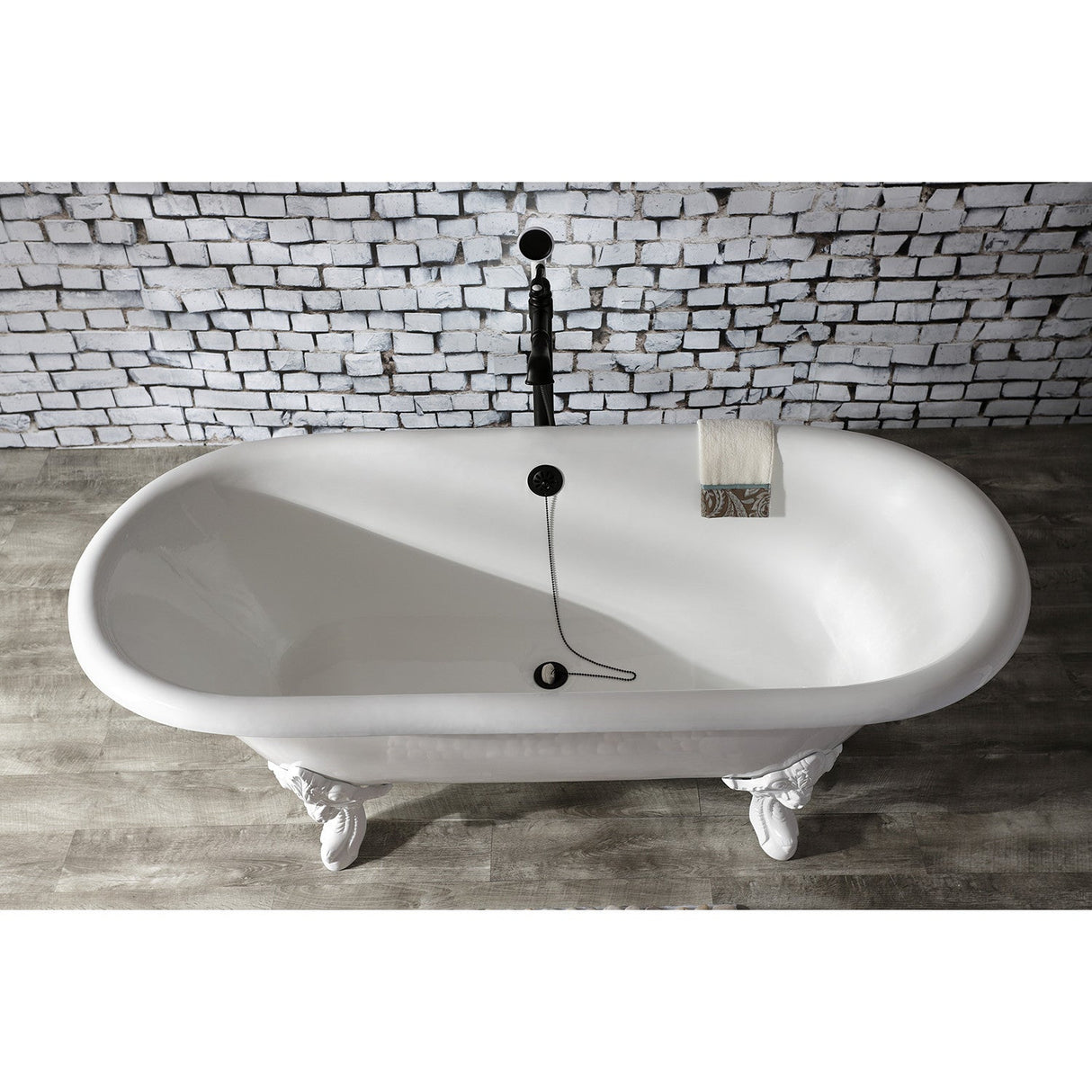 Aqua Eden VCTDE7232NLW 72-Inch Cast Iron Double Ended Clawfoot Tub (No Faucet Drillings), White