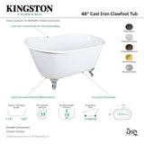 Onamia VCTND4828NT5 48-Inch Cast Iron Single Slipper Clawfoot Tub (No Faucet Drillings), White/Oil Rubbed Bronze