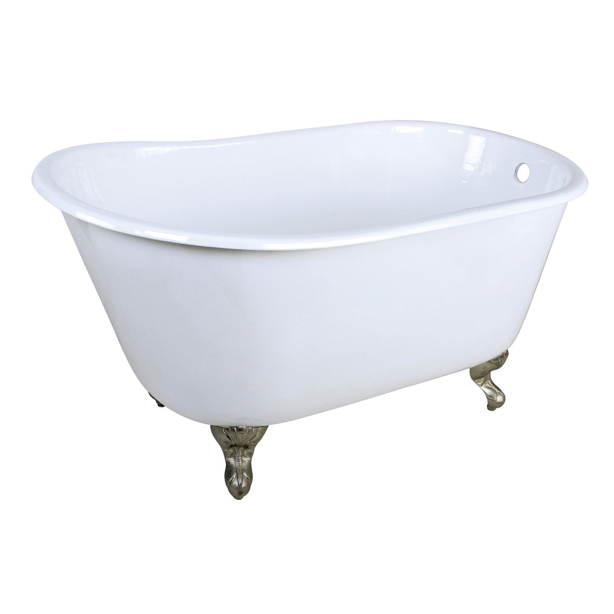 Onamia VCTND4828NT8 48-Inch Cast Iron Single Slipper Clawfoot Tub (No Faucet Drillings), White/Brushed Nickel
