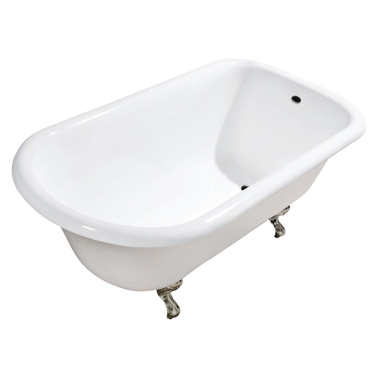 Aqua Eden VCTND483117W8 48-Inch Cast Iron Roll Top Clawfoot Tub (No Faucet Drillings), White/Brushed Nickel