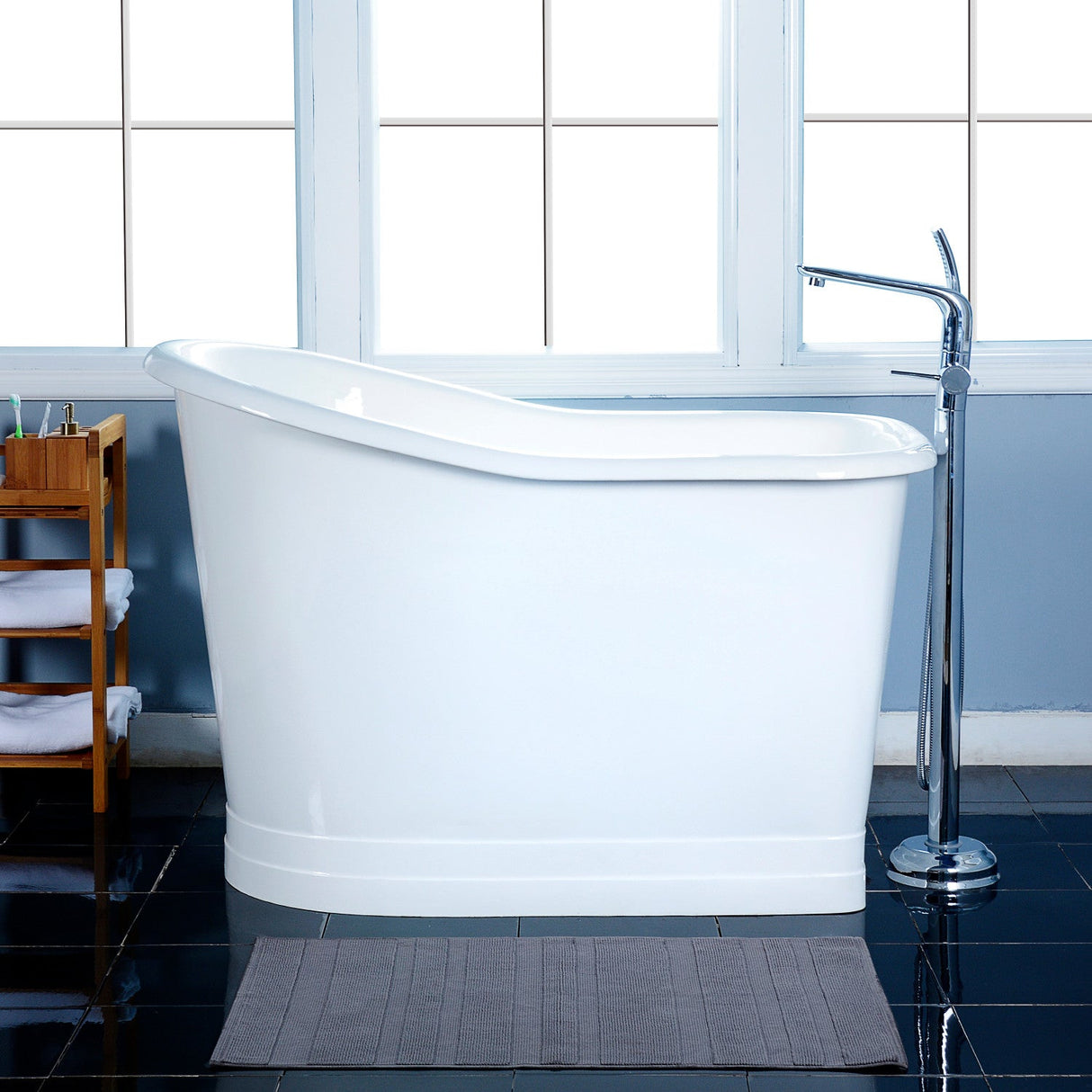 Aqua Eden VCTND513029 51-Inch Single Slipper Cast Iron Skirted Pedestal Tub, White