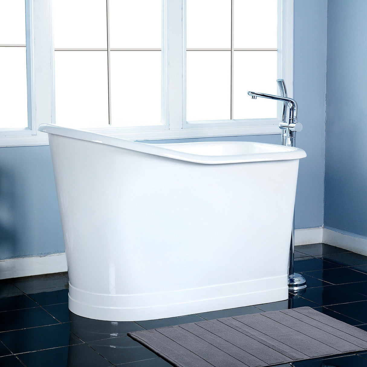 Aqua Eden VCTND513029 51-Inch Single Slipper Cast Iron Skirted Pedestal Tub, White