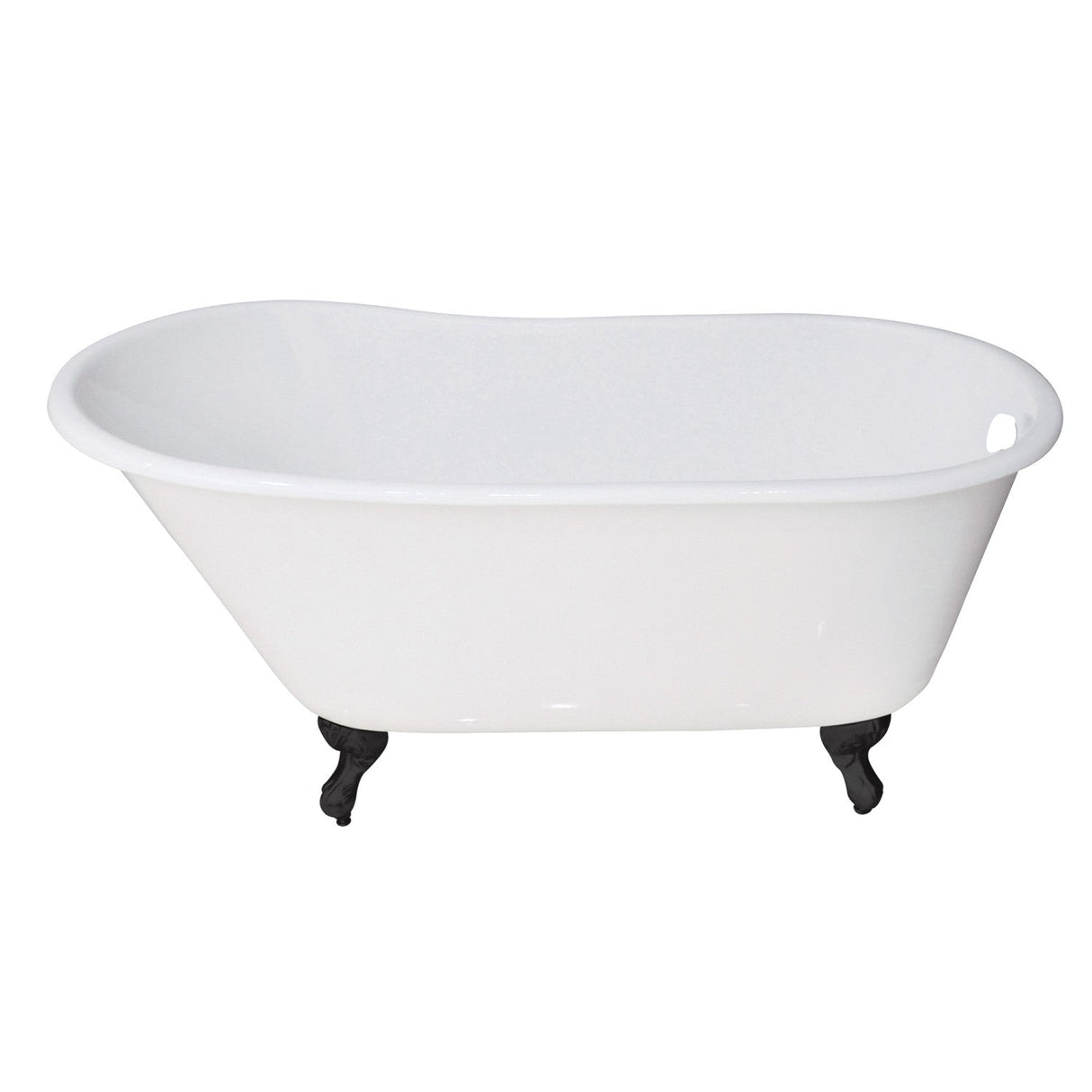 Aqua Eden VCTND5328NT0 53-Inch Cast Iron Single Slipper Clawfoot Tub (No Faucet Drillings), White/Matte Black
