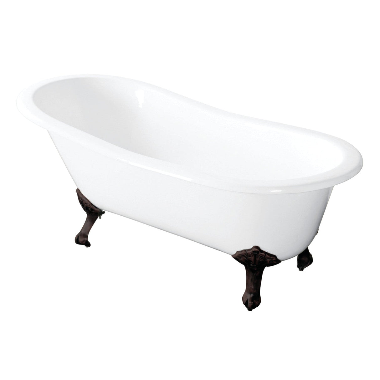 Tazatina VCTND5431B5 54-Inch Cast Iron Single Slipper Clawfoot Tub (No Faucet Drillings), White/Oil Rubbed Bronze