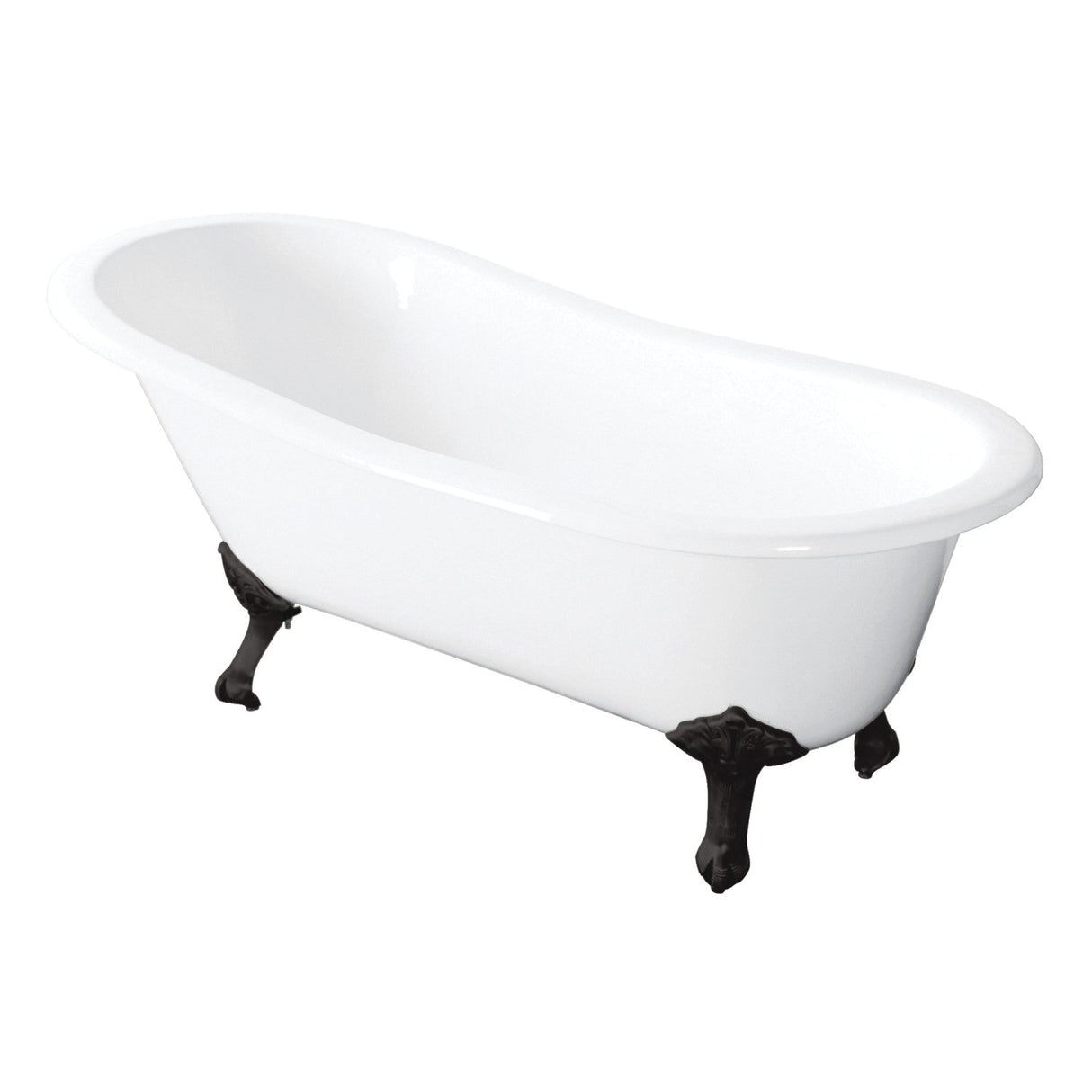 Aqua Eden VCTND5731B0 57-Inch Cast Iron Single Slipper Clawfoot Tub (No Faucet Drillings), White/Matte Black