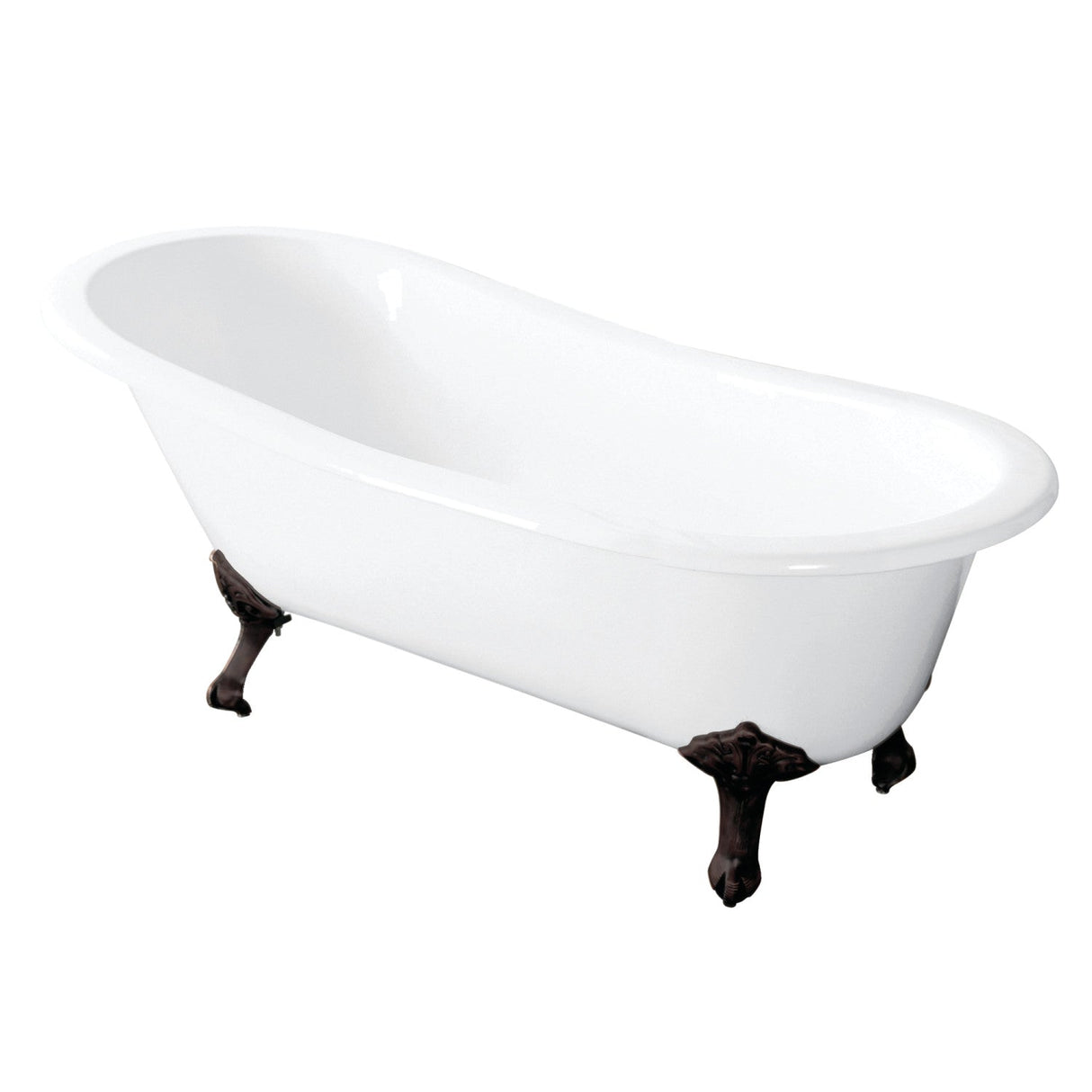 Tazatina VCTND5731B5 57-Inch Cast Iron Single Slipper Clawfoot Tub (No Faucet Drillings), White/Oil Rubbed Bronze