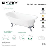 Tazatina VCTND5731BW 57-Inch Cast Iron Single Slipper Clawfoot Tub (No Faucet Drillings), White/White