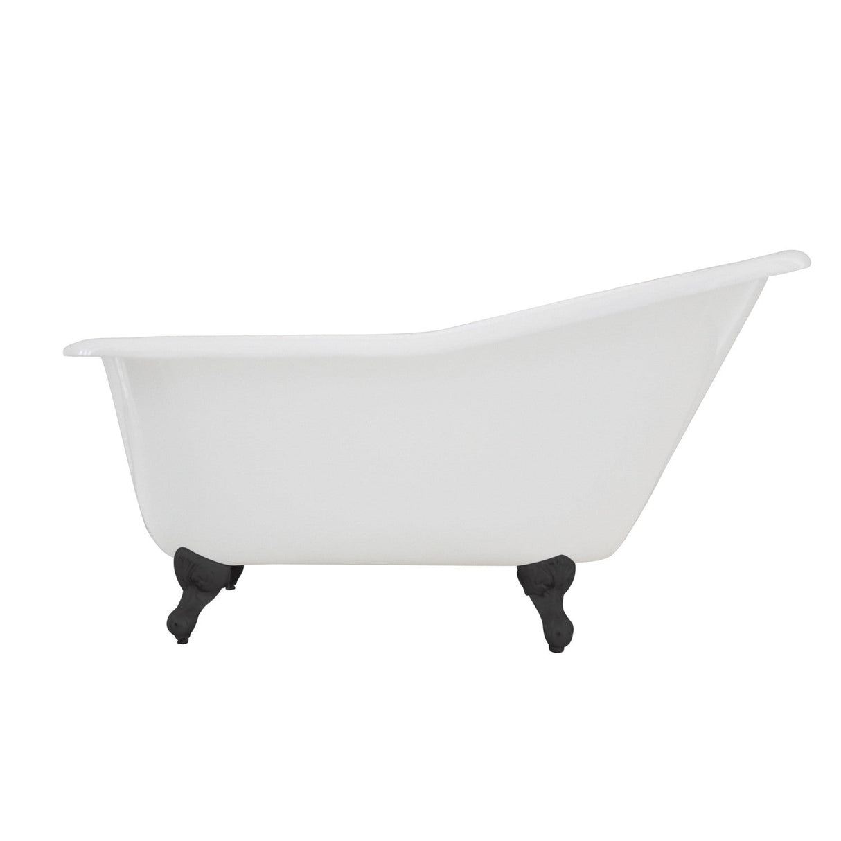 Aqua Eden VCTND6030NT0 60-Inch Cast Iron Single Slipper Clawfoot Tub (No Faucet Drillings), White/Matte Black