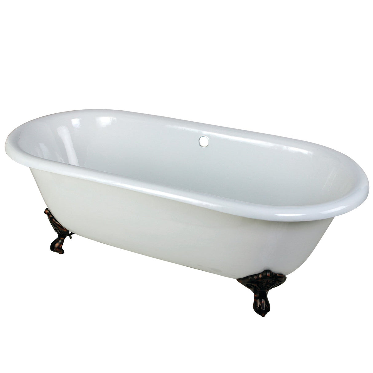 Aqua Eden VCTND663013NB5 66-Inch Cast Iron Double Ended Clawfoot Tub (No Faucet Drillings), White/Oil Rubbed Bronze