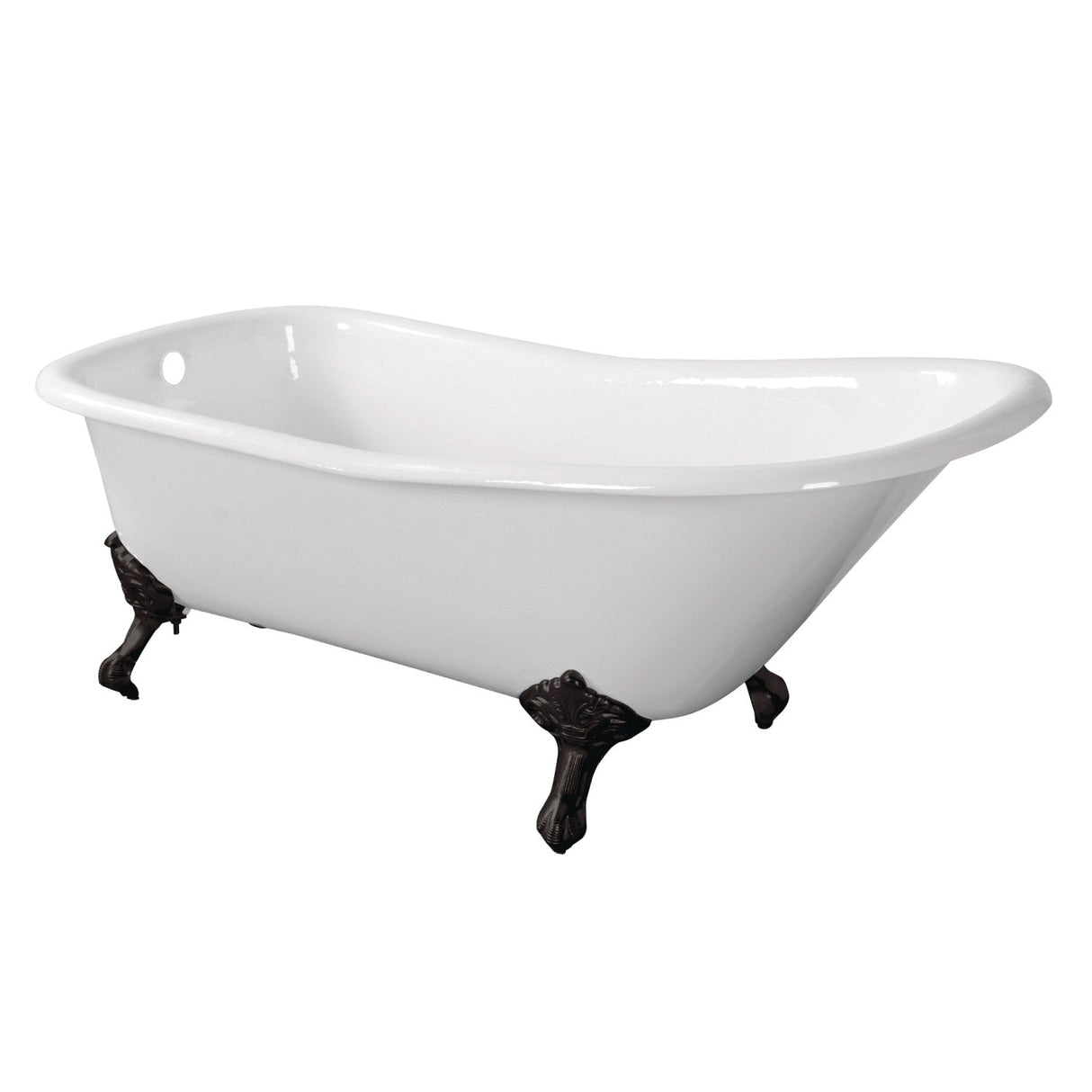 Aqua Eden VCTND6630NF0 67-Inch Cast Iron Single Slipper Clawfoot Tub (No Faucet Drillings), White/Matte Black