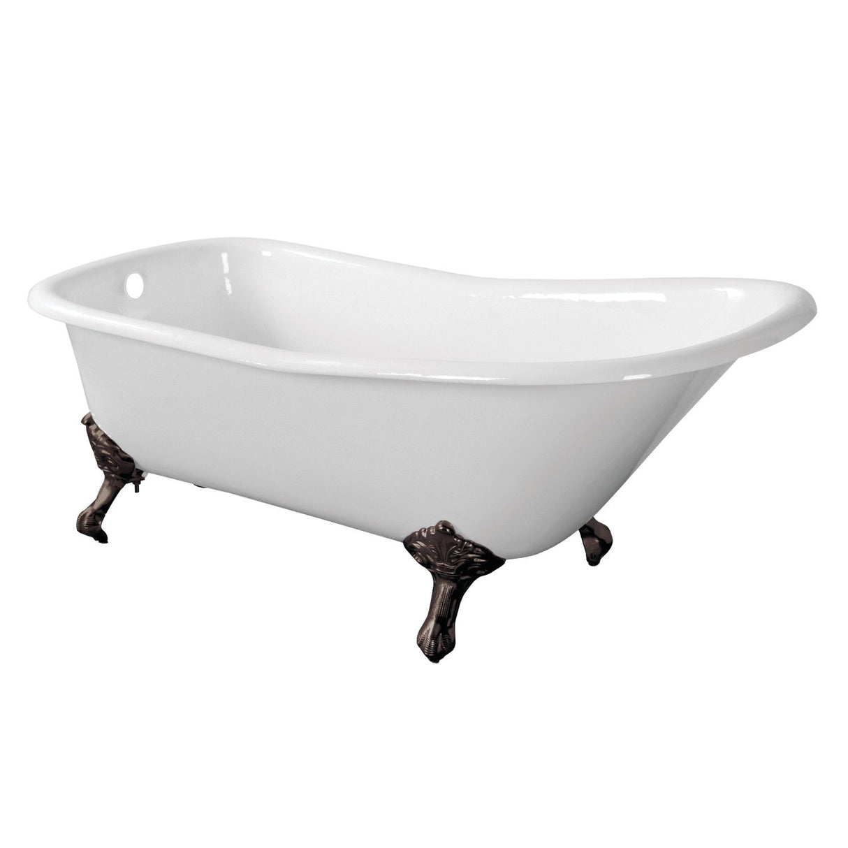 Aqua Eden VCTND6630NF5 67-Inch Cast Iron Single Slipper Clawfoot Tub (No Faucet Drillings), White/Oil Rubbed Bronze
