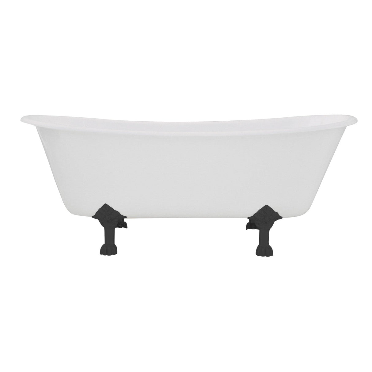 Aqua Eden VCTND6728NH0 67-Inch Cast Iron Double Slipper Clawfoot Tub (No Faucet Drillings), White/Matte Black