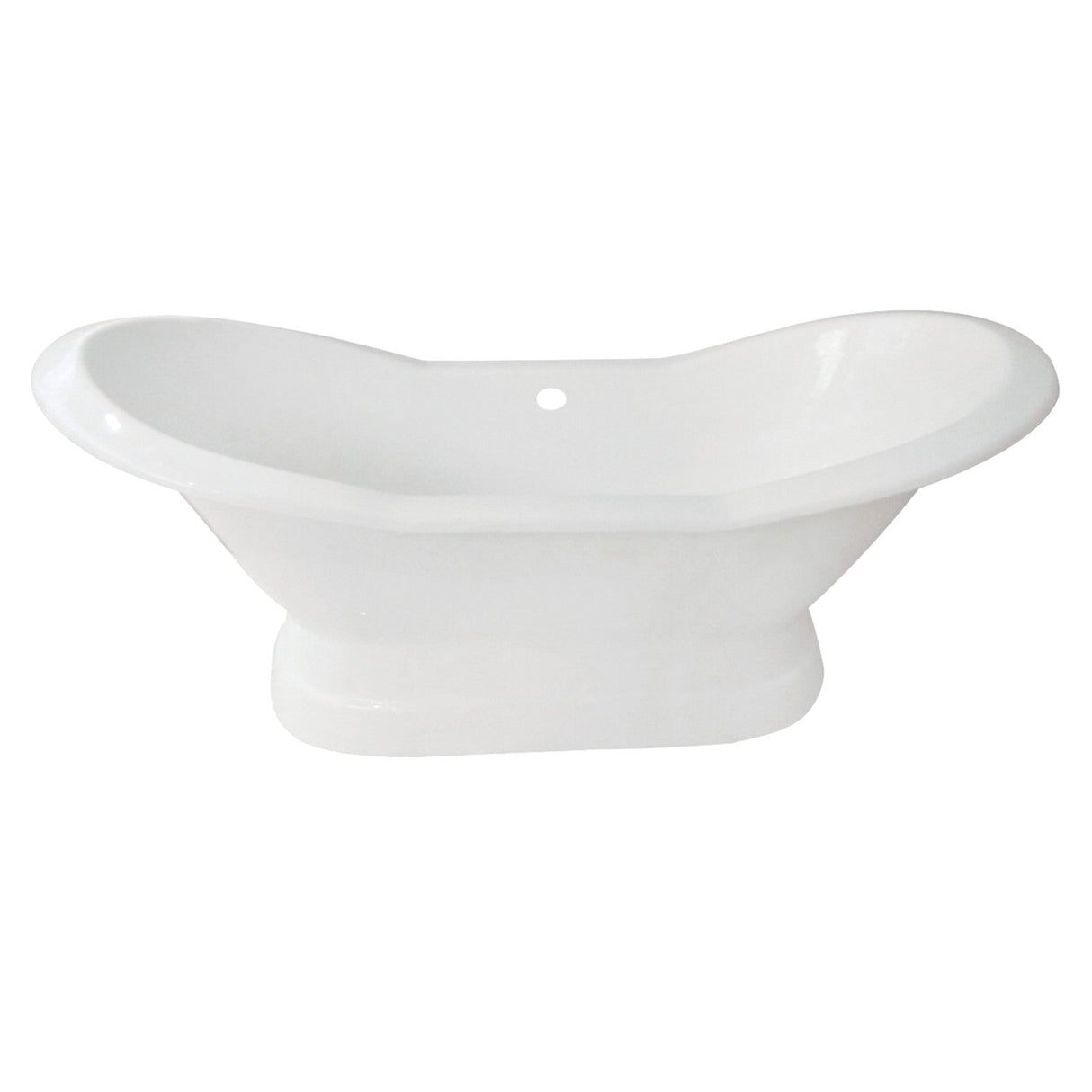 Aqua Eden VCTND723130 72-Inch Cast Iron Double Slipper Pedestal Tub (No Faucet Drillings), White