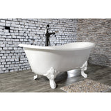 Aqua Eden VCTNDS6731NLW 67-Inch Cast Iron Double Slipper Clawfoot Tub (No Faucet Drillings), White