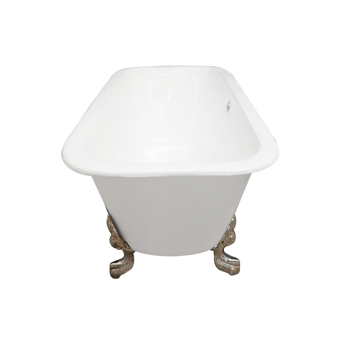 Aqua Eden VCTQND6732NLW 67-Inch Cast Iron Double Ended Clawfoot Tub (No Faucet Drillings), White/White