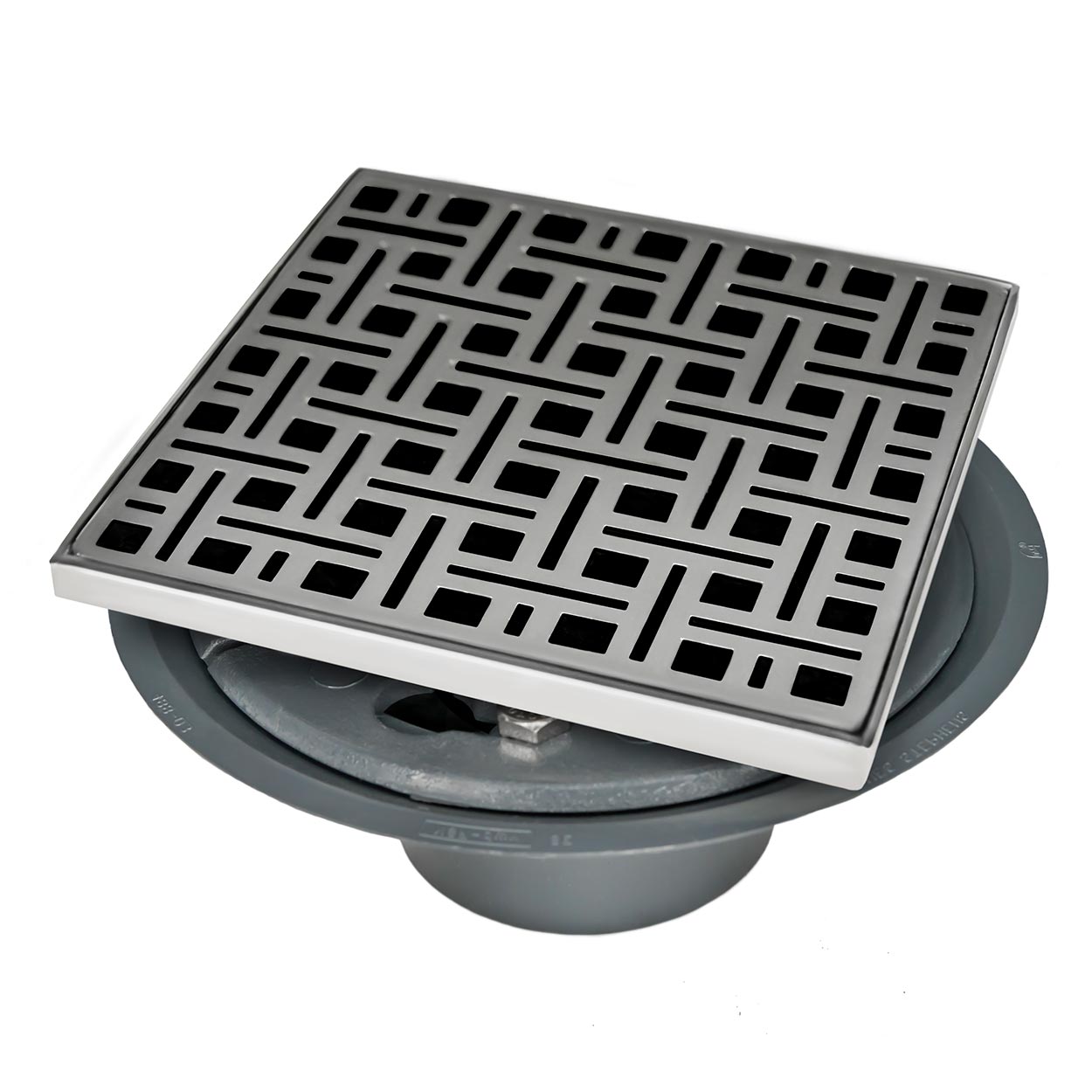 Infinity Drain VDB 5-A 5” x 5” VD 5 - Strainer - Lines Pattern & 2" Throat w/ABS Bonded Flange 2”, 3”, & 4” Outlet