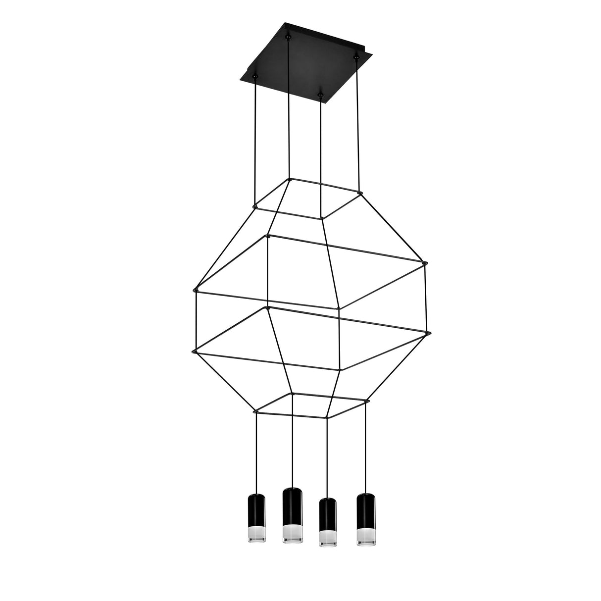 VONN Expression VEP28004BL 18" 4-Light ETL Certified Integrated LED Height Adjustable Pendant in Black
