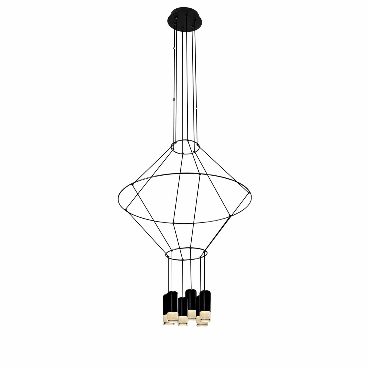 VONN Expression VEP28206BL 24" 6-Light ETL Certified Integrated LED Height Adjustable Pendant in Black