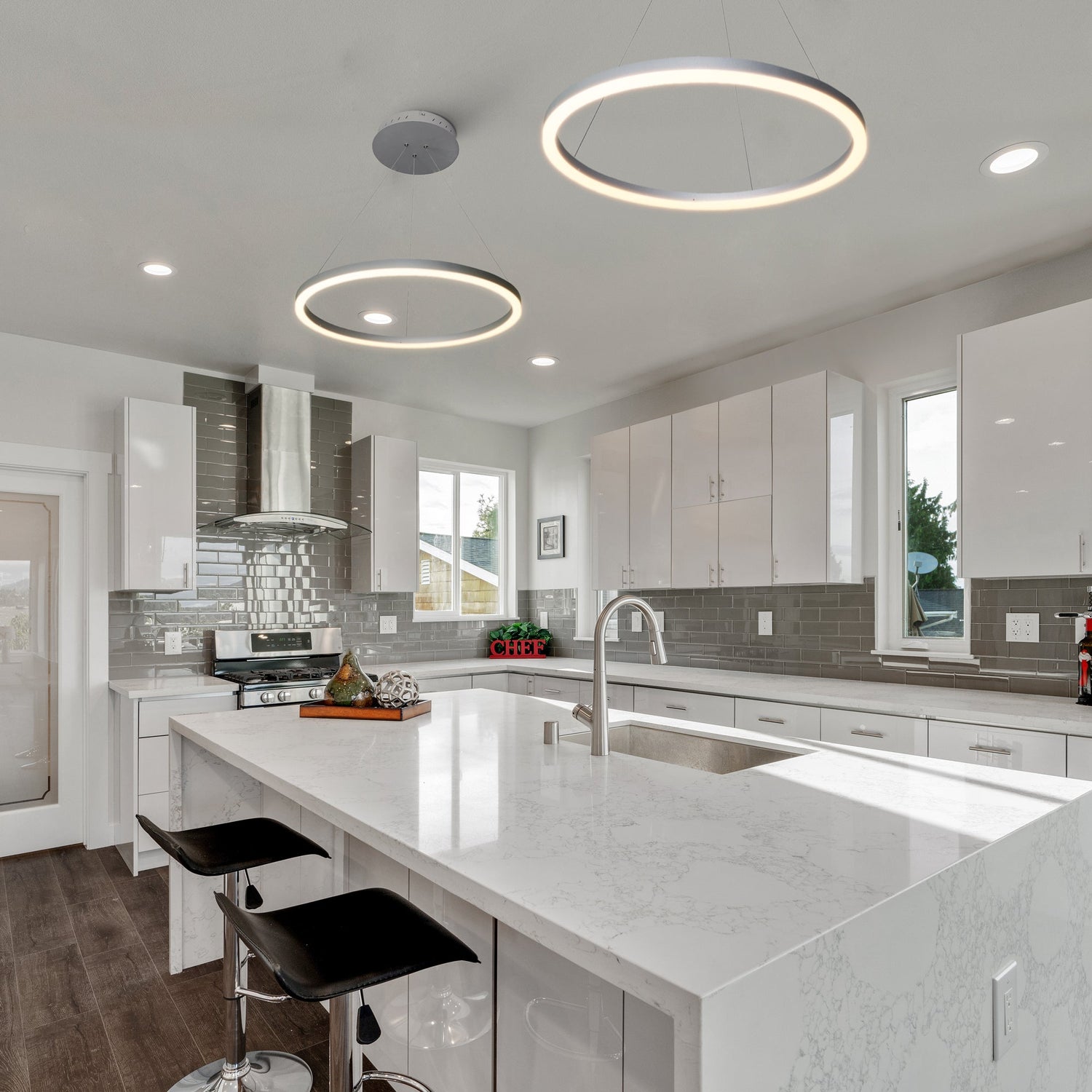 VONN Tania VMC31640AL 24" Integrated LED ETL Certified Pendant, Height Adjustable Chandelier in Silver