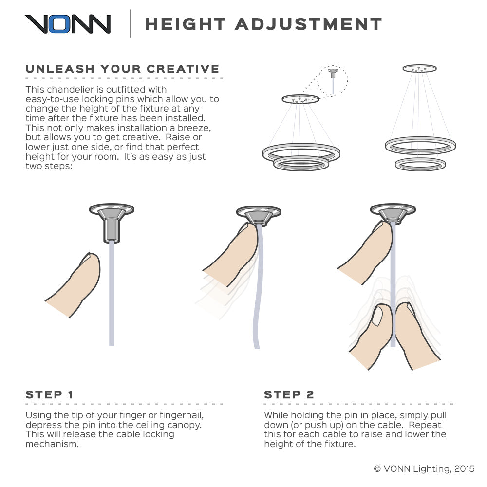VONN Atria Duo VMC31710AL 29" Integrated LED ETL Certified Chandelier, Height Adjustable Silver Pendant
