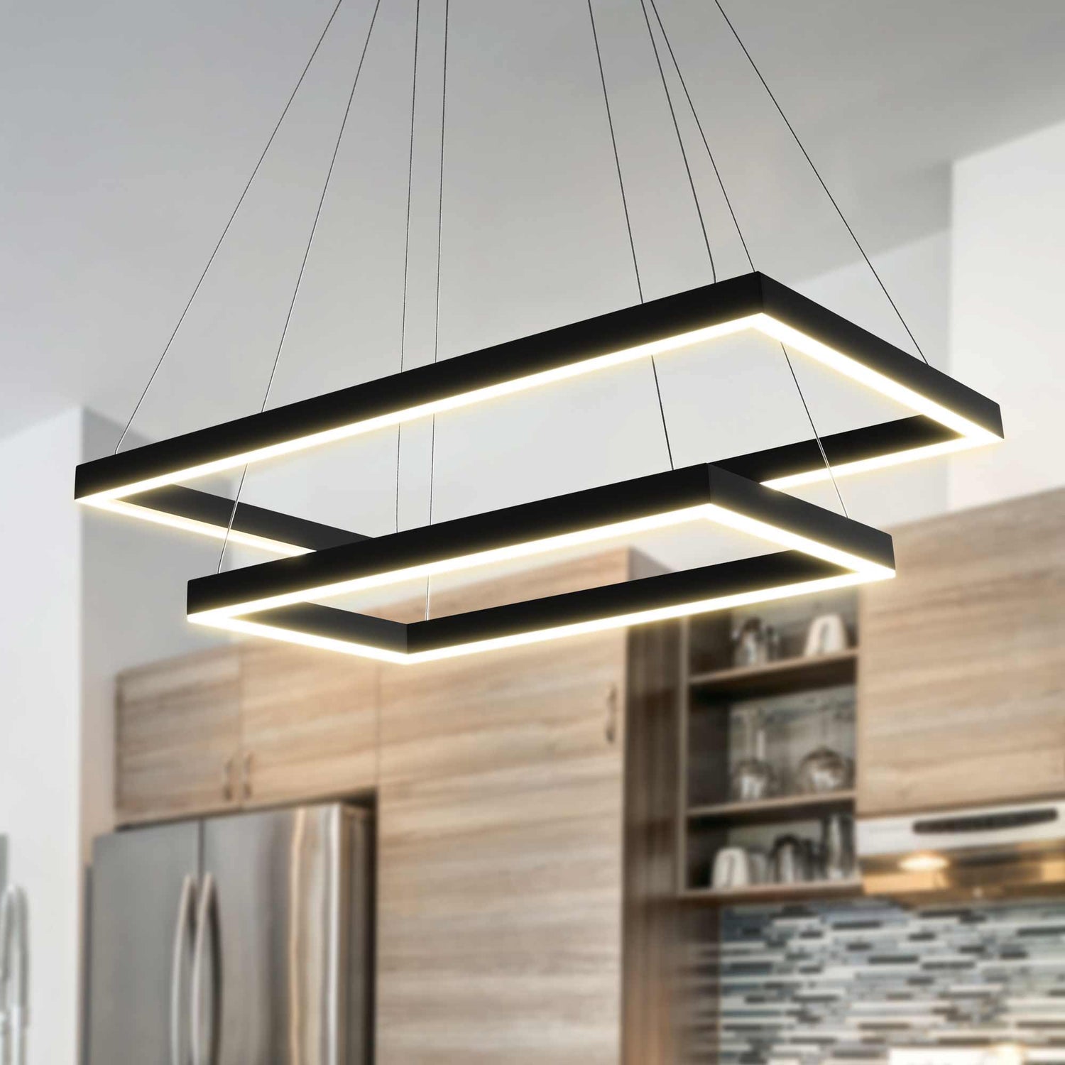 VONN Atria Duo VMC31710BL 29" Integrated LED ETL Certified Chandelier Height Adjustable Pendant in Black