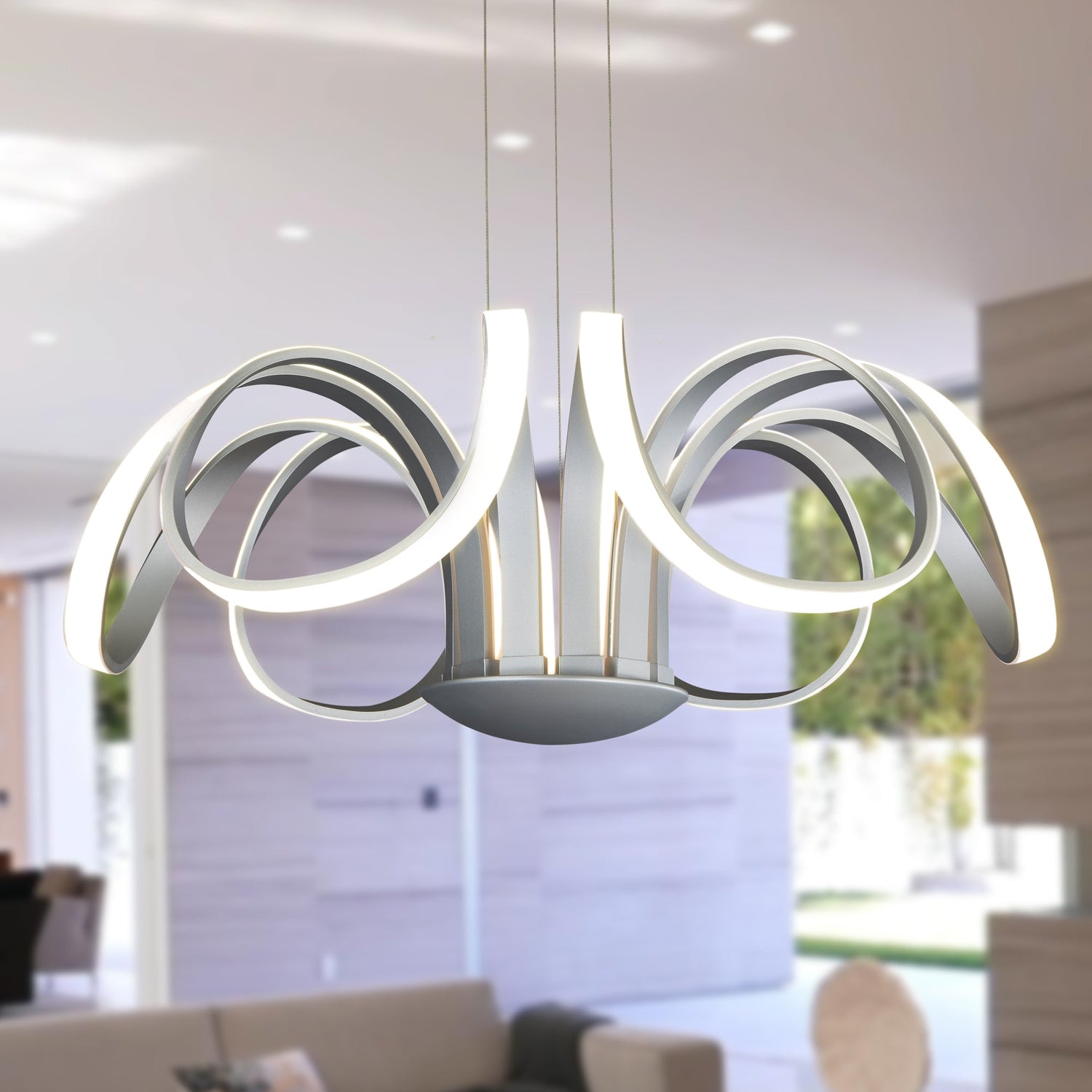 VONN Capella VMC32420AL 30" Integrated LED ETL Certified Chandelier Height Adjustable Pendant in Silver