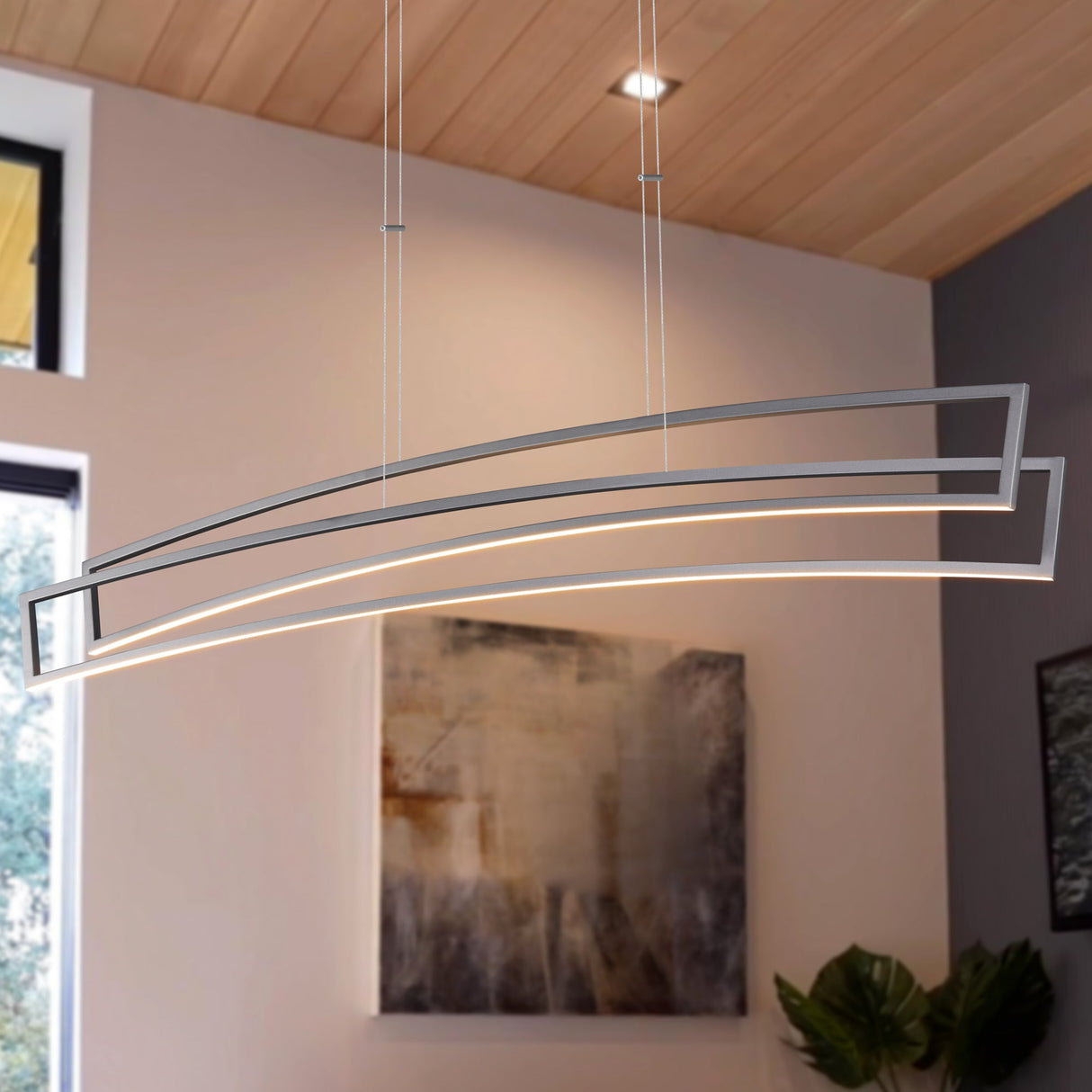 VONN Sirius VMC33440AL 46" ETL Certified Integrated LED Pendant, Height Adjustable Chandelier in Silver
