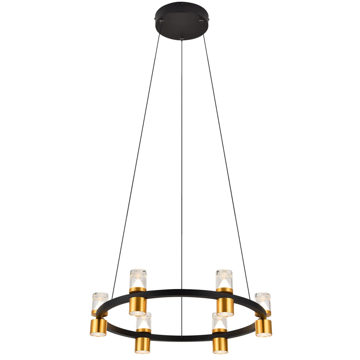 VONN Artisan Ellegi VMC34224BL 24" Integrated LED ETL Certified Pendant, Height Adjustable Chandelier, Black