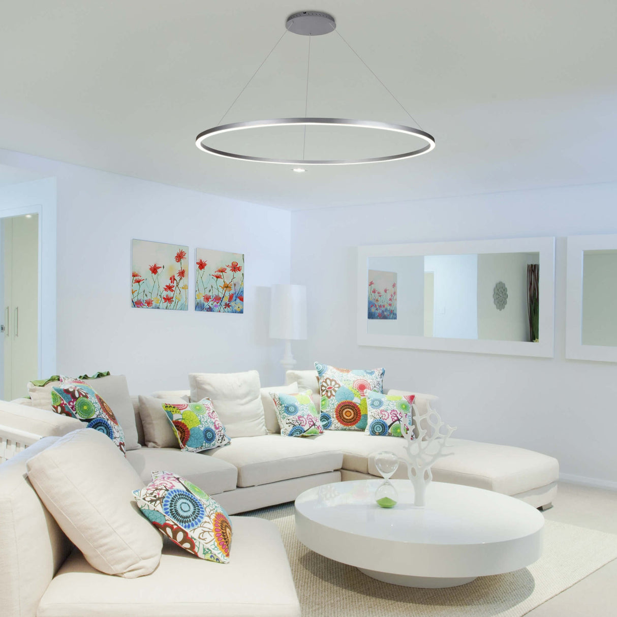 VONN Tania VMC34911AL 39" ETL Certified Integrated LED Chandelier Height Adjustable Pendant in Silver