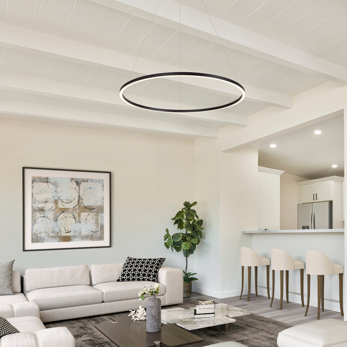 VONN Tania VMC34911BL 39" ETL Certified Integrated LED Chandelier Height Adjustable Pendant in Black