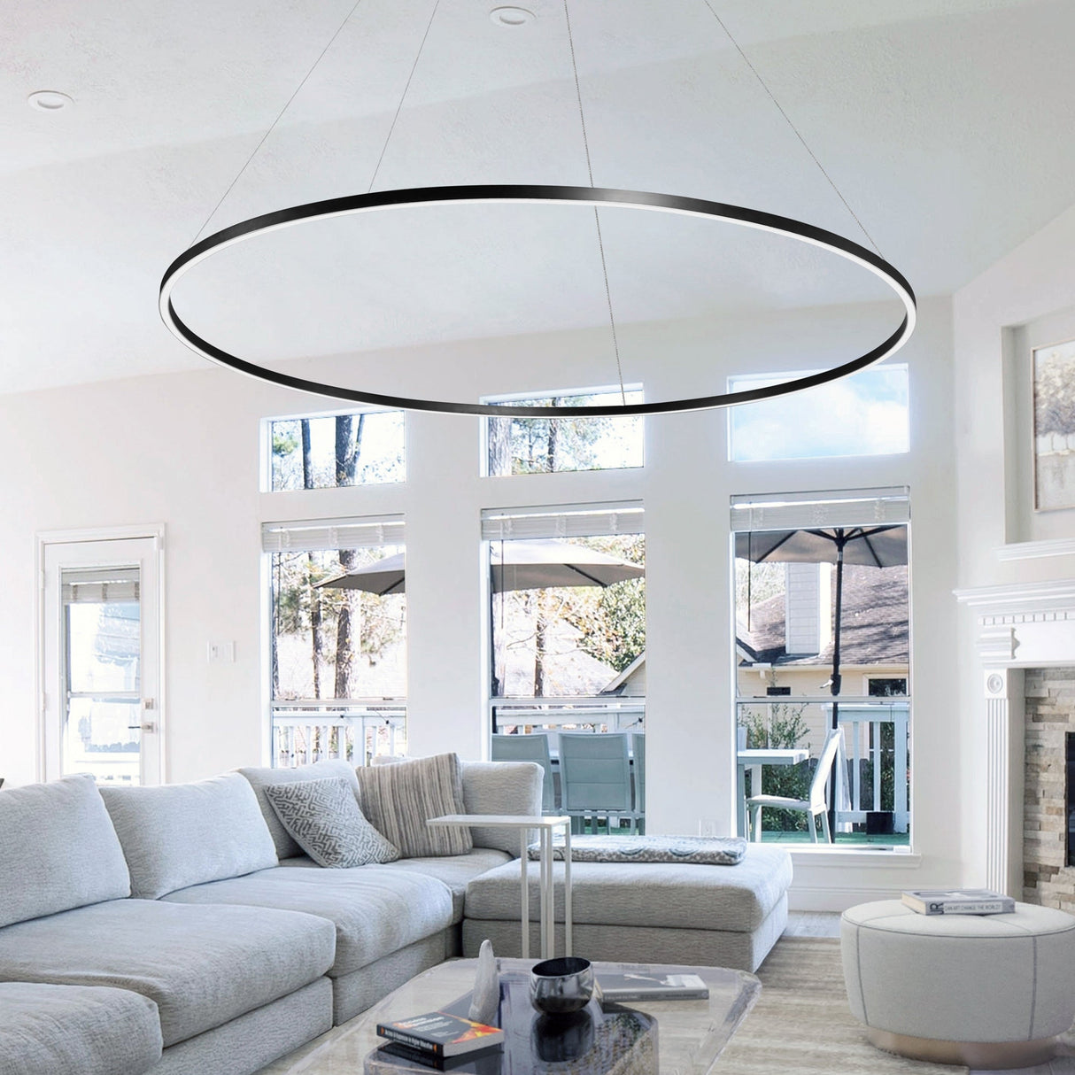 VONN Tania VMC34972BL 72" Integrated LED ETL Certified Chandelier, Height Adjustable Pendant in Black