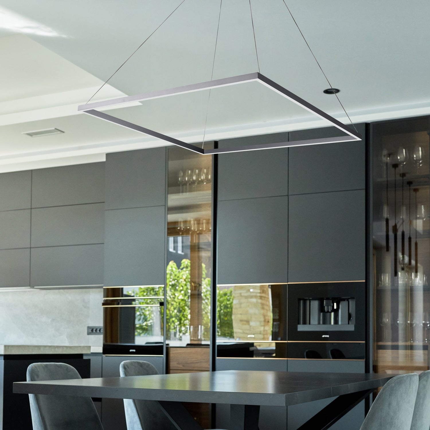 VONN Atria VMC35511AL 39" ETL Certified Integrated LED Chandelier, Height Adjustable Pendant in Silver