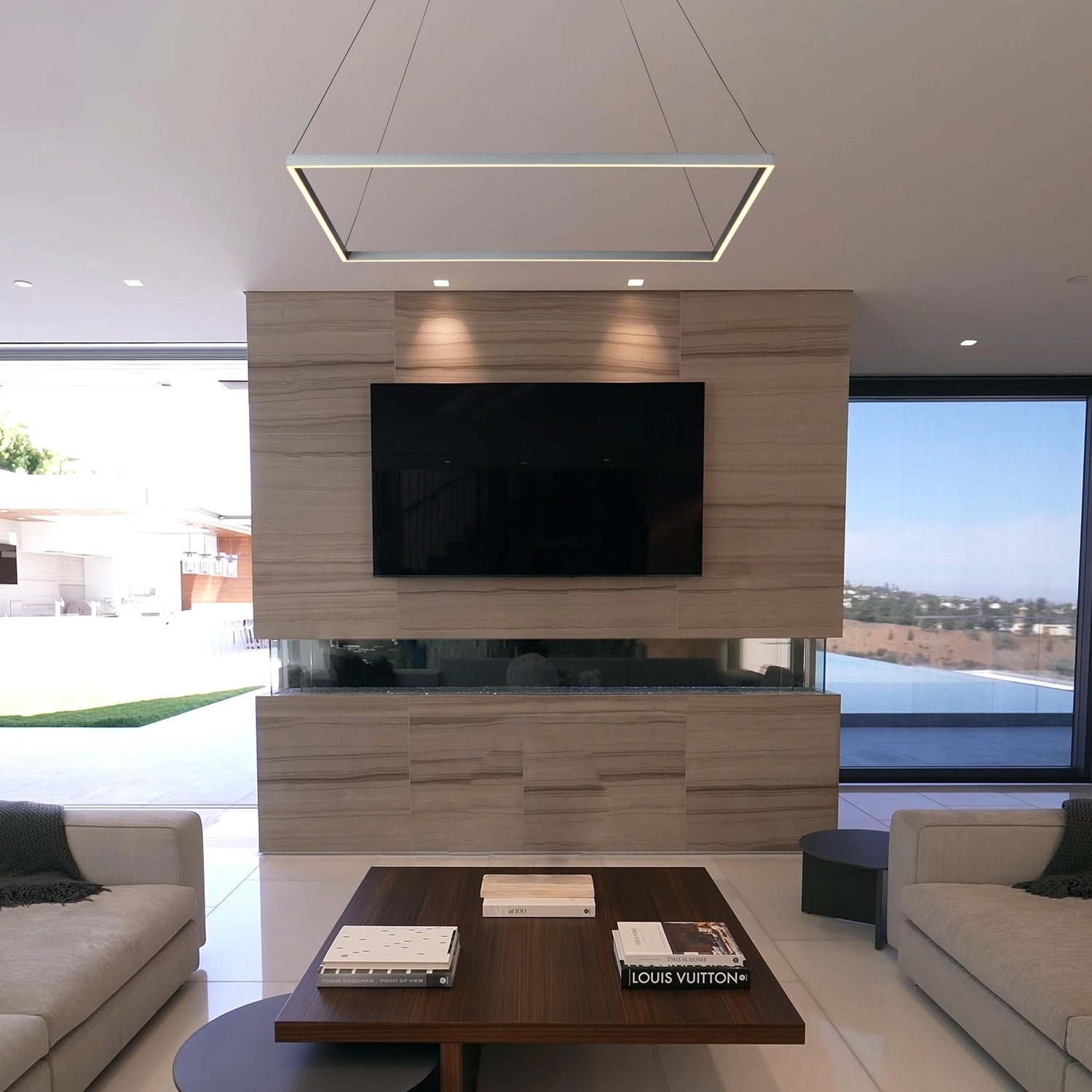 VONN Atria VMC35511AL 39" ETL Certified Integrated LED Chandelier, Height Adjustable Pendant in Silver