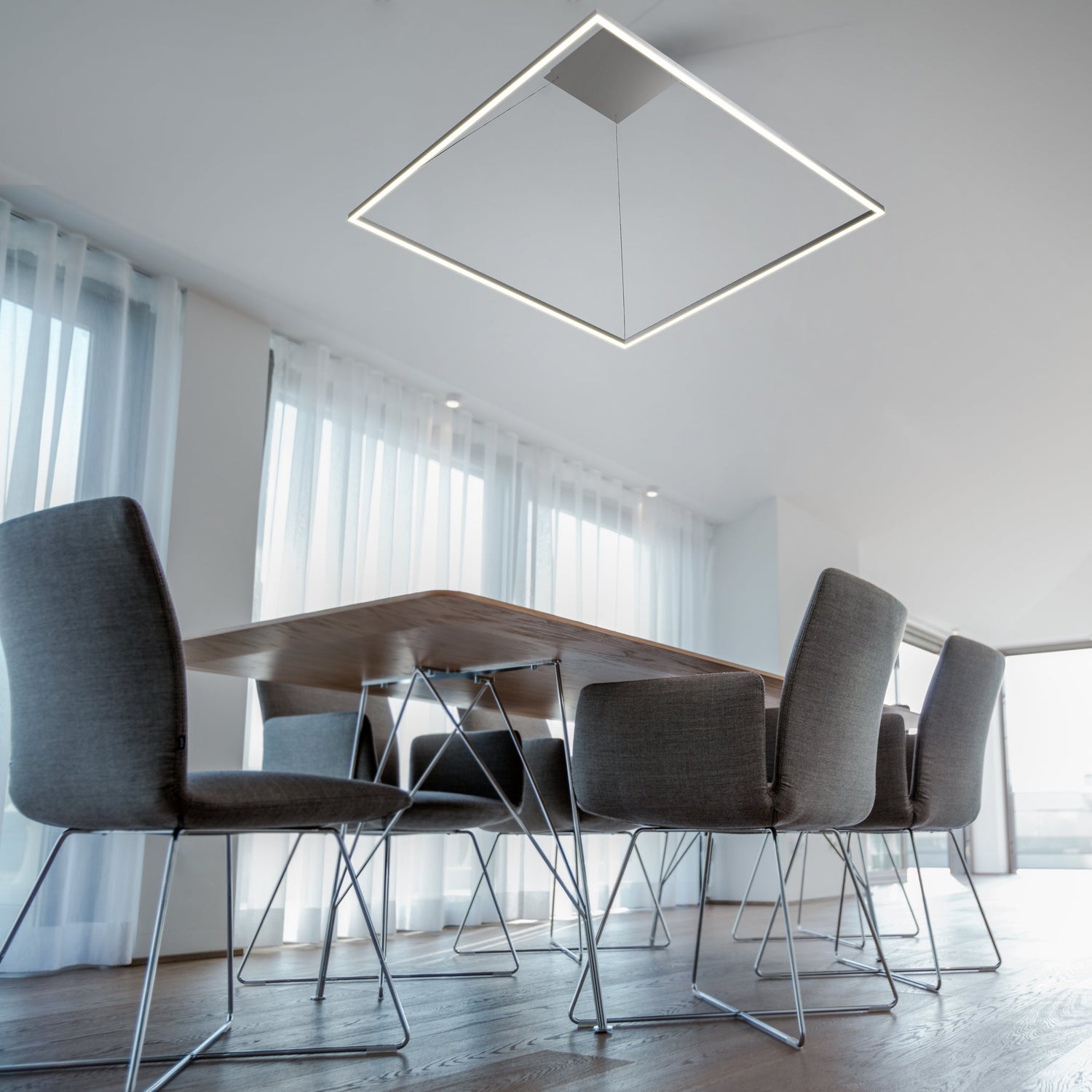 VONN Atria VMC35512AL 51" ETL Certified Integrated LED Chandelier Height Adjustable Pendant in Silver