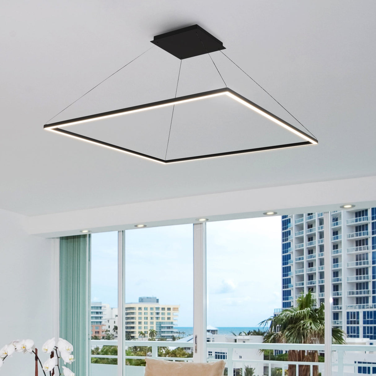 VONN Atria VMC35512BL 51" ETL Certified Integrated LED Chandelier Height Adjustable Pendant in Black