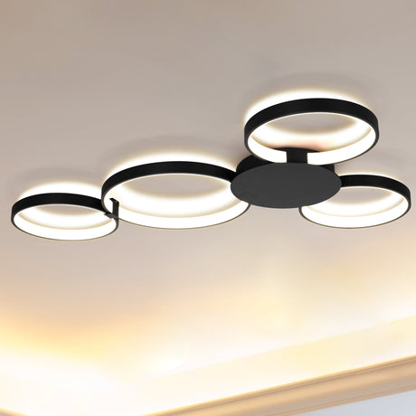 VONN Capella VMCF41500BL 43" Integrated LED ETL Certified Ceiling Light Multi-Ring Semi Flush in Black