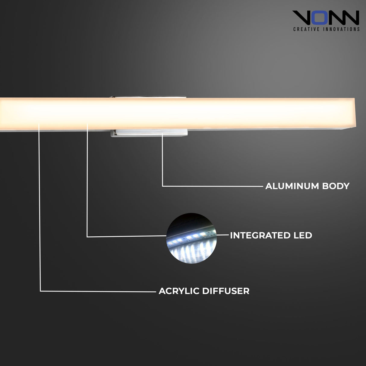 VONN Procyon VMW11200CH 24" Integrated AC LED ADA Compliant ETL Certified Bathroom Wall Fixture in Chrome
