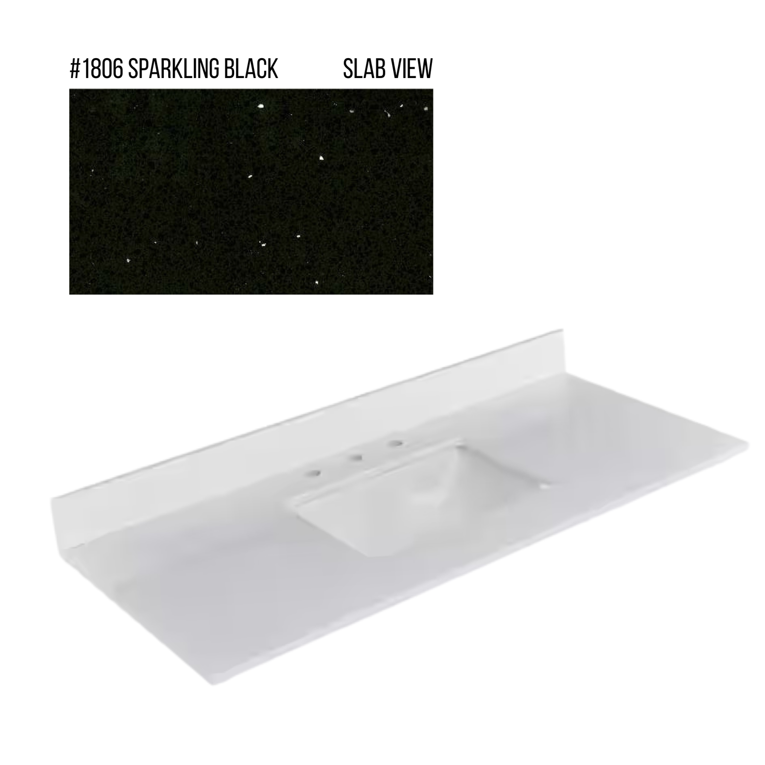 New England Home Goods 49" x 22" Quartz Vanity Top with Blacksplash