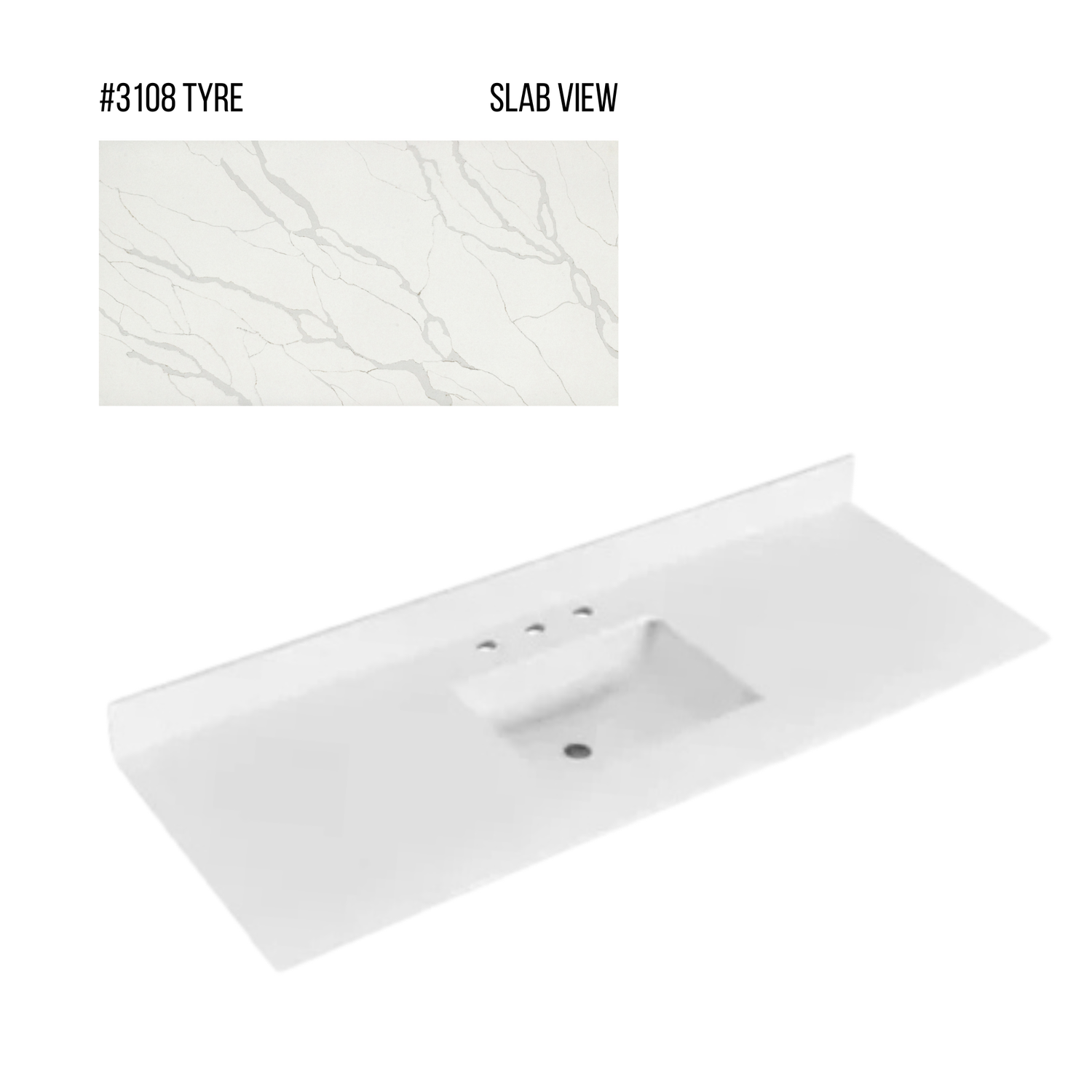 New England Home Goods 61" x 22" Quartz Vanity Top with Blacksplash