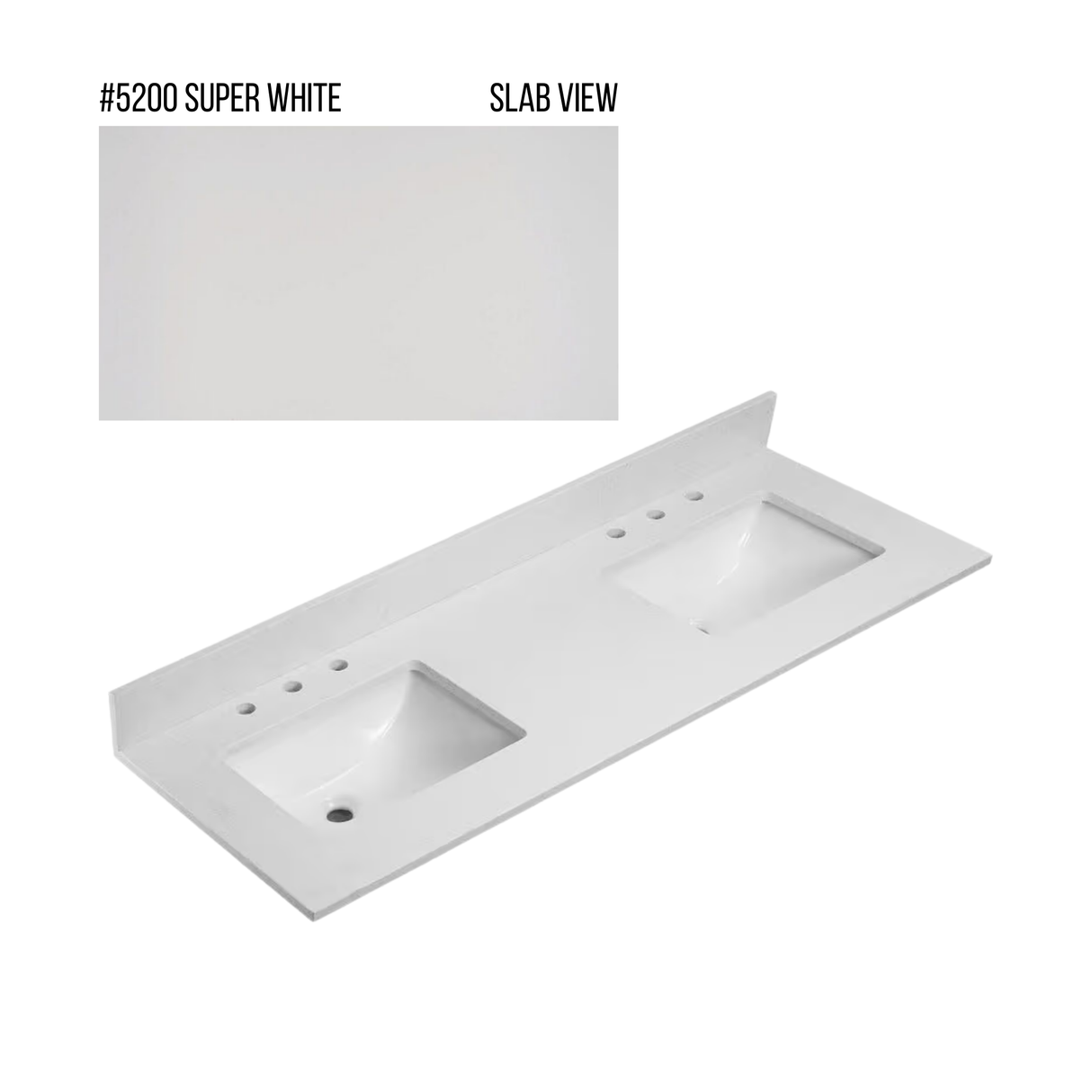 New England Home Goods 73" x 22" Quartz Double Bowl Vanity Top with Blacksplash