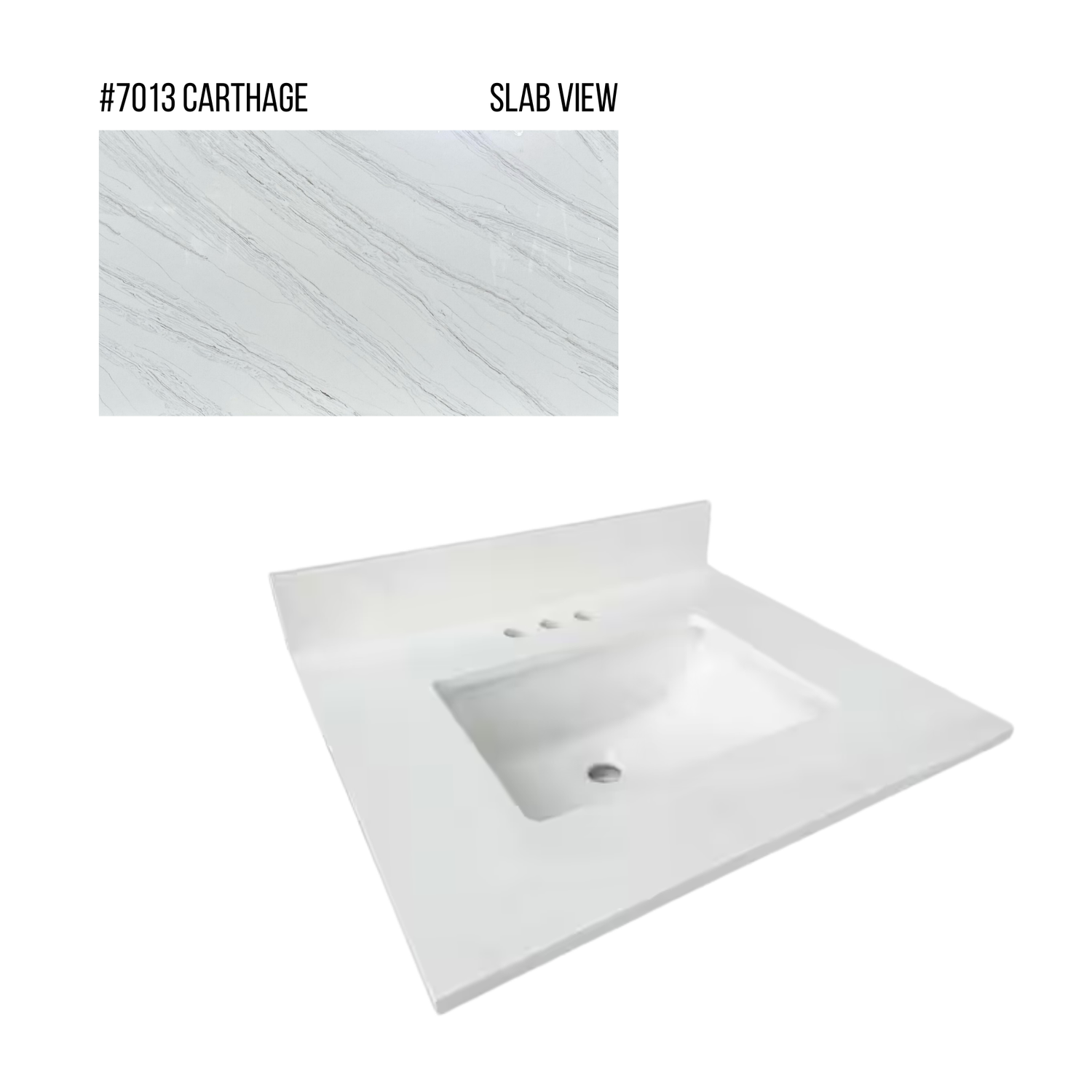New England Home Goods 25" x 22" Quartz Vanity Top with Blacksplash