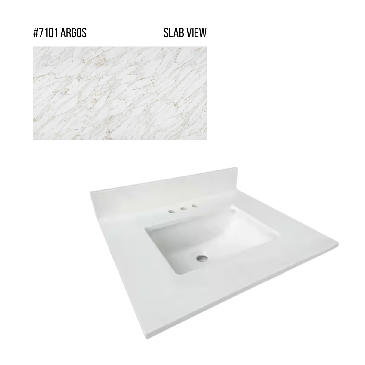 New England Home Goods 25" x 22" Quartz Vanity Top with Blacksplash
