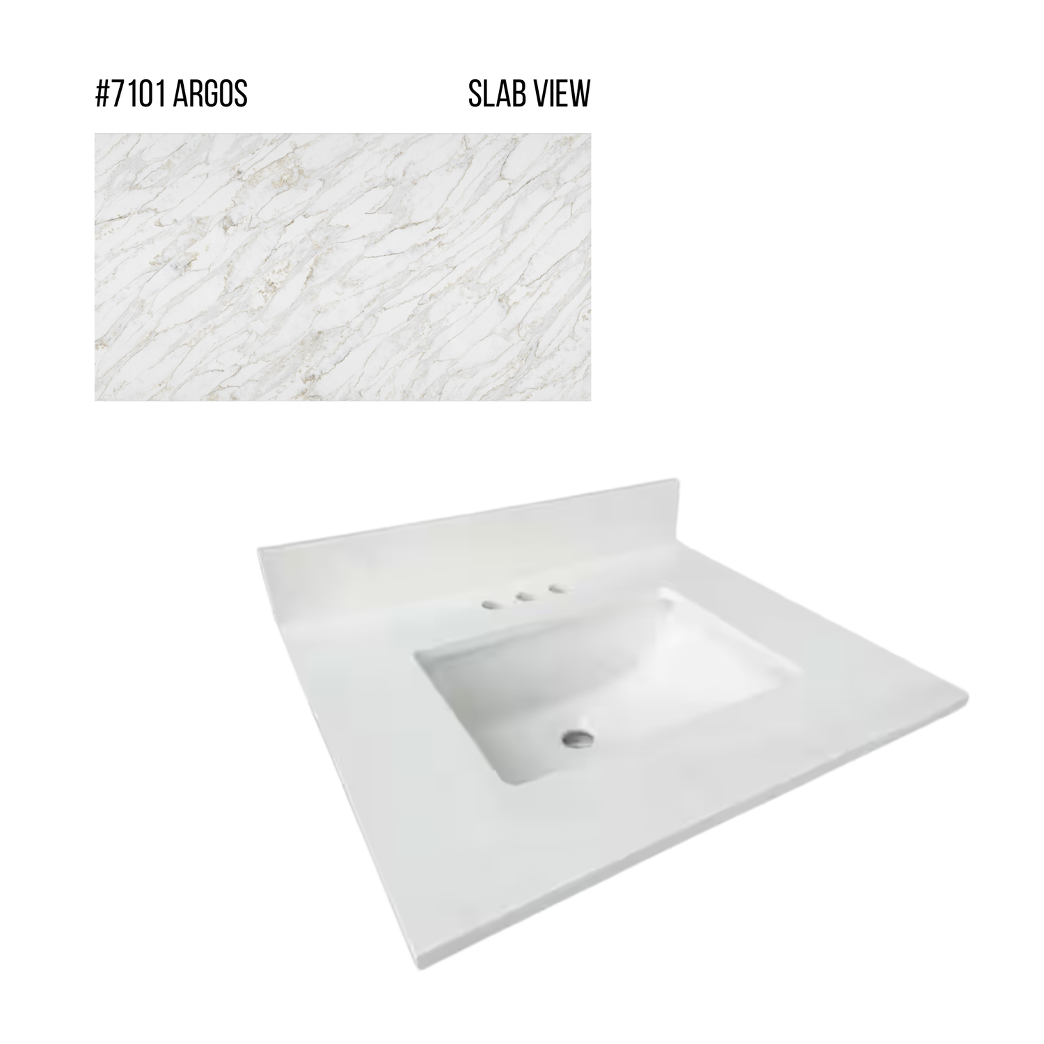 New England Home Goods 25" x 22" Quartz Vanity Top with Blacksplash