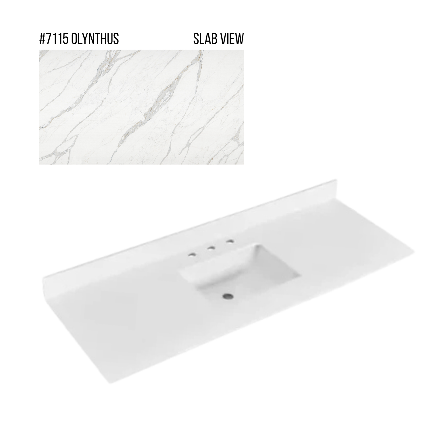 New England Home Goods 61" x 22" Quartz Vanity Top with Blacksplash