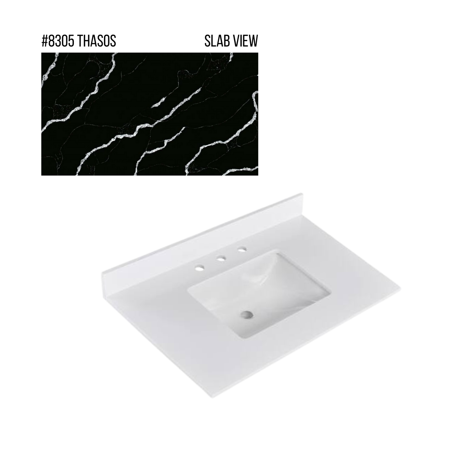 New England Home Goods 37" x 22" Quartz Vanity Top with Blacksplash